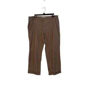 LOFT Marisa Fit Cropped Trousers Brown Taupe Cotton Rayon Size 14‎